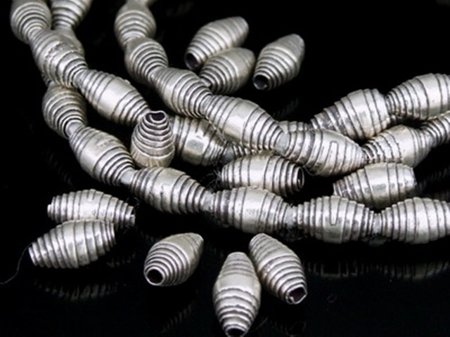 Silver beads Karen hill tribe handmade silver small Wrap Bicone bead