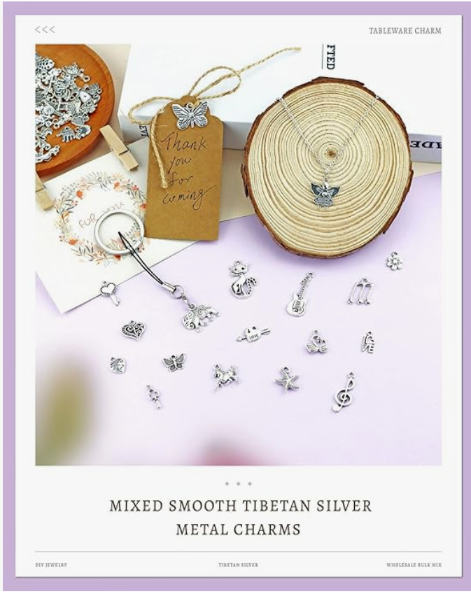 JIALEEY Wholesale Bulk Lots Jewelry Making Silver Charms Mixed Smooth Tibetan Si