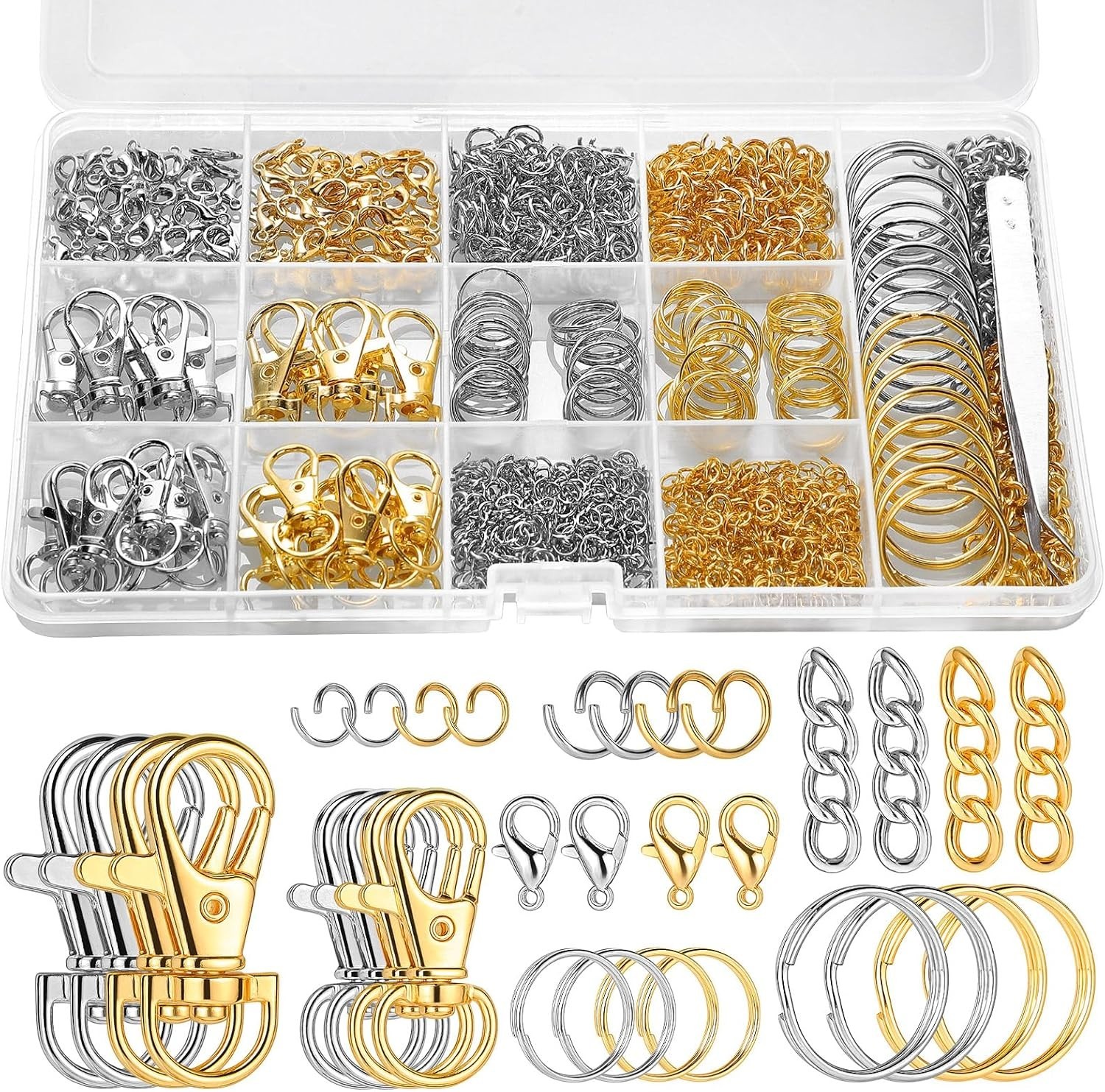 1130 PCS Keychain Making Kit Jump Rings Jewelry DIY Key Chain Supplies