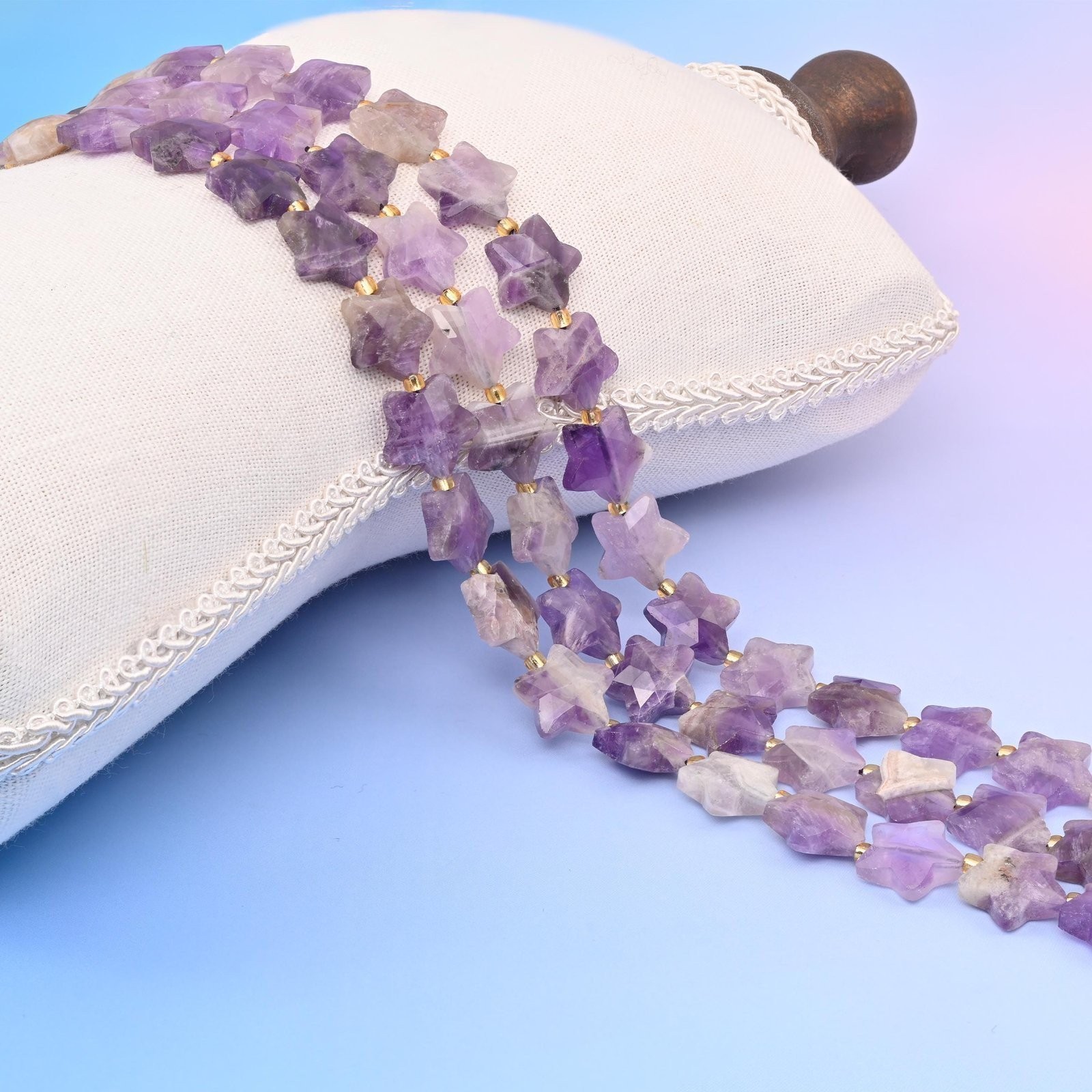 Amethyst Faceted Star Faceted Beads Size 14mm Jewelry Making 15.5 Strand