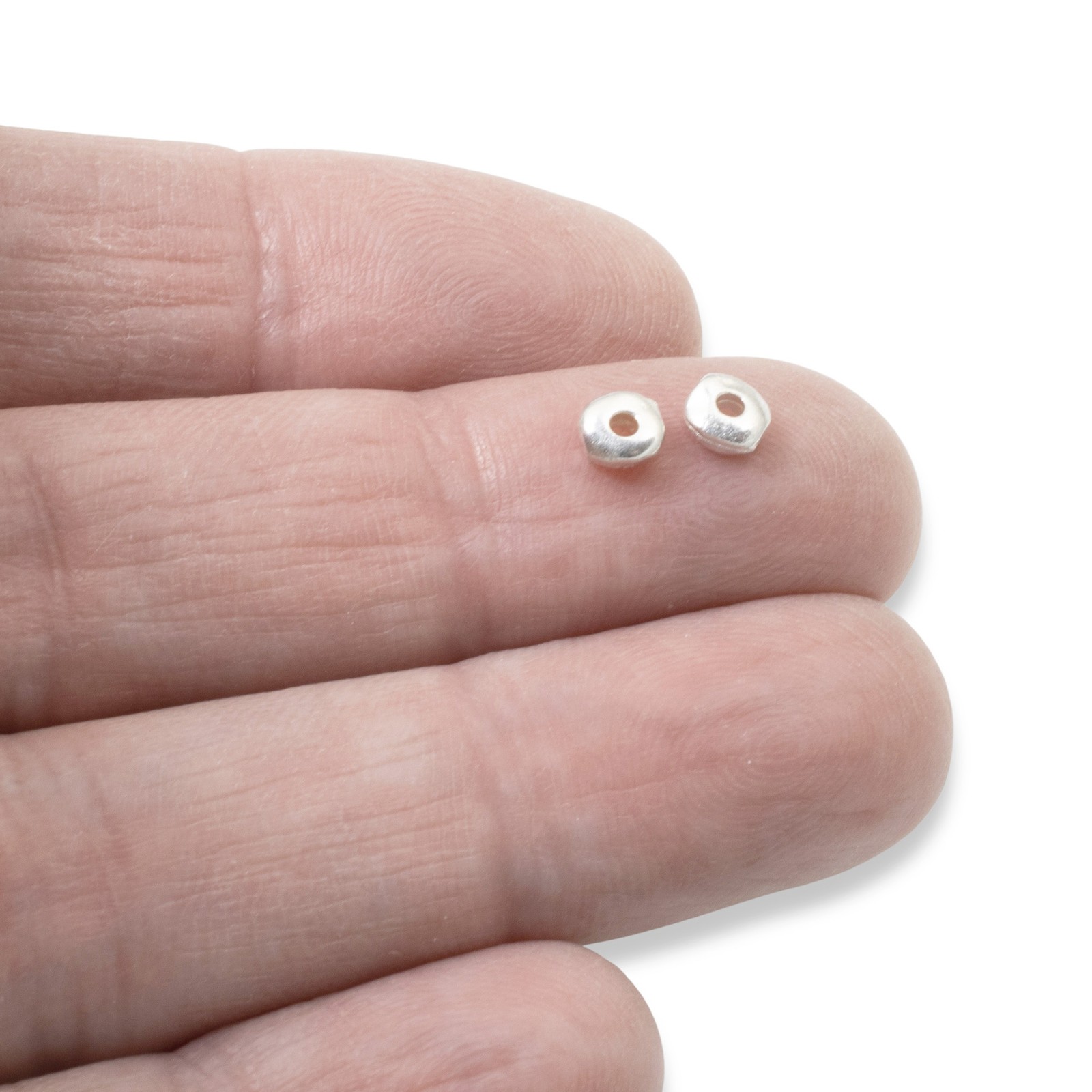 25 Bright Silver 5mm Nugget Beads – Small Organic Spacers for Handmade Jewelry