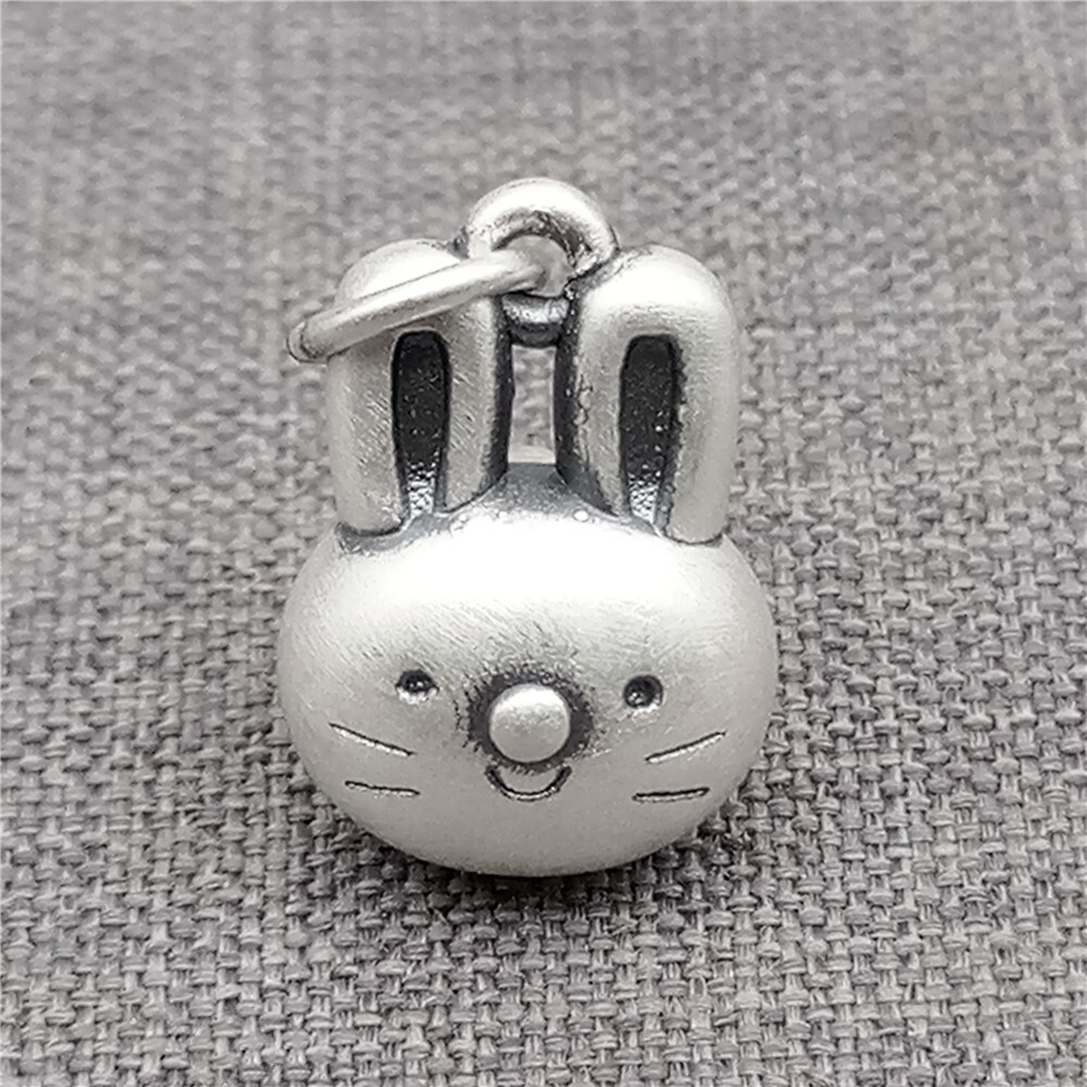 990 Fine Silver Bunny Charms 3D Sterling Silver Rabbit Easter Pendant