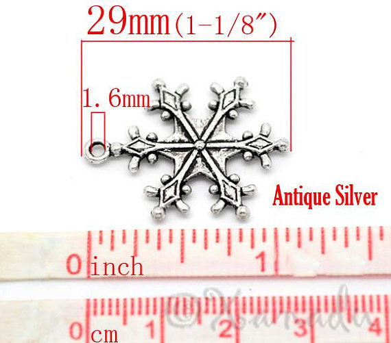 Snowflake Antiqued Silver Plated Winter Charms 10PC Mix CM0236 – 10, 20 Or 50PCs