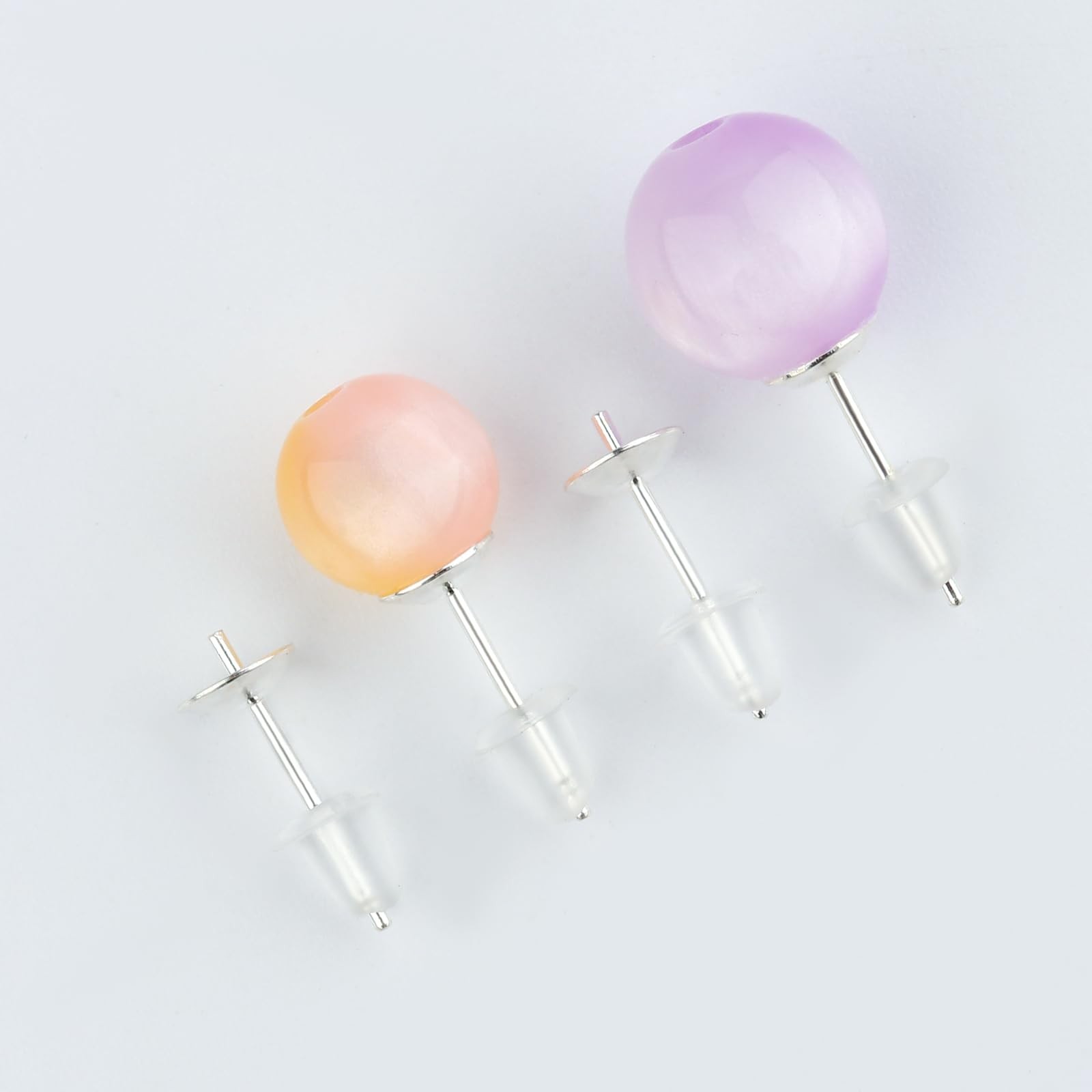 3 Pairs Hypoallergenic 925 Sterling Silver Earrings Posts Pearl Cup Pad Blank…