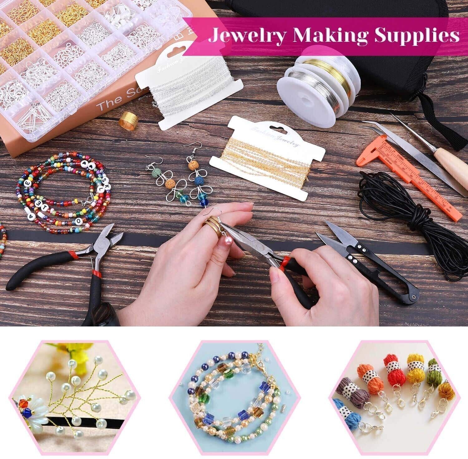 2010x Jewelry Making Supplies Kit Findings Wire Pliers Set DIY Earring Necklace
