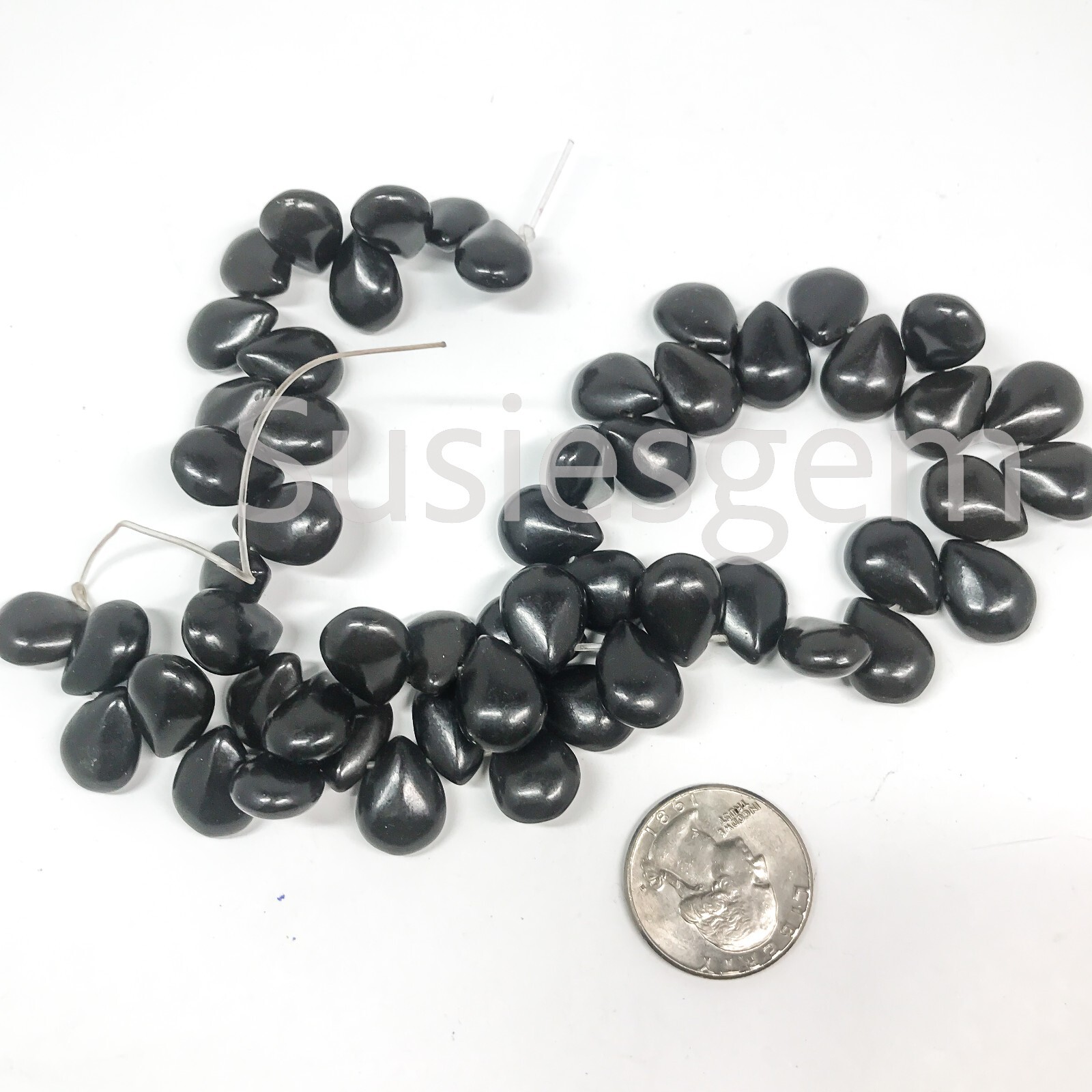 Blue / Black Howlite turquoise teardrop beads 11x15mm. Sidedrilled Howlite beads