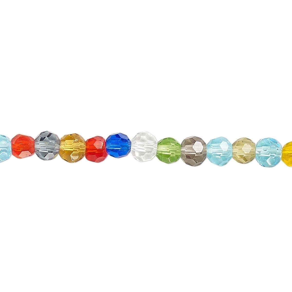 1 Std(100) Mixed Colors 4mm Round Crystal 32 Facets Glass Beads with 1mm Hole *