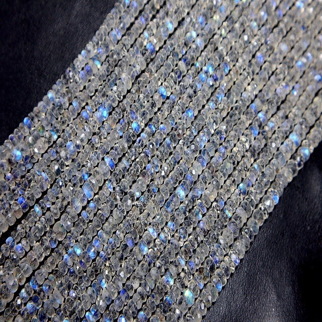 Rainbow Moonstone Faceted Beads Roundel Shape Beads Natural Blue Fire Rainbow.