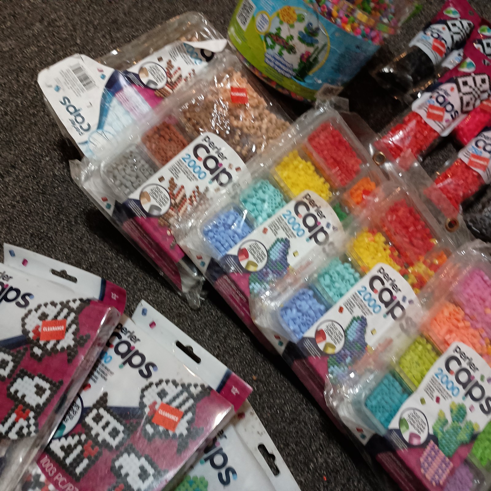 Perler Caps mixed-LOT, 25000+ PCS, SEALED kits trays bags + DOTZ bonus!