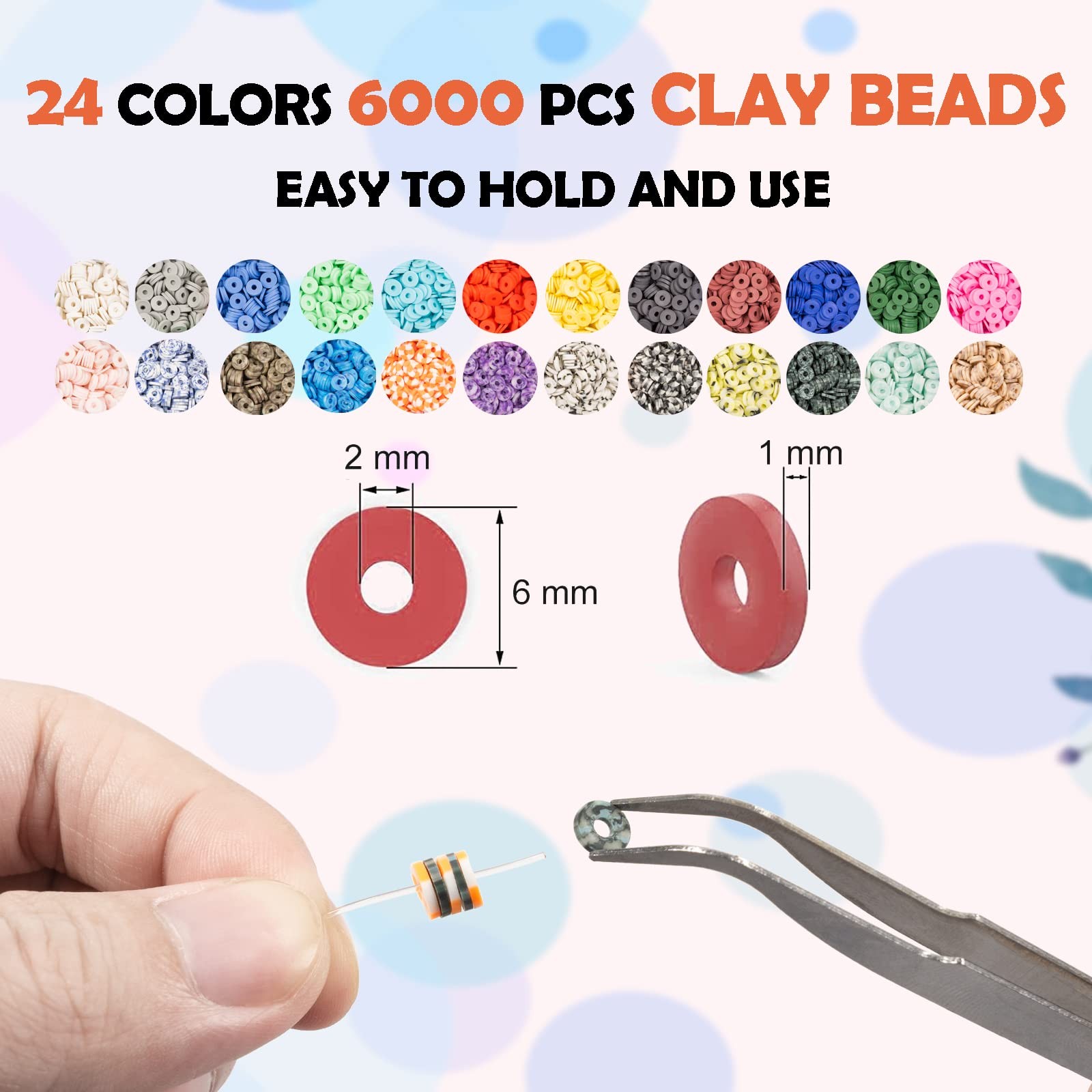 Lynnmos Clay Beads 8000 Pcs 2 Boxes Bracelet Making Kit – 24 Small, gentle