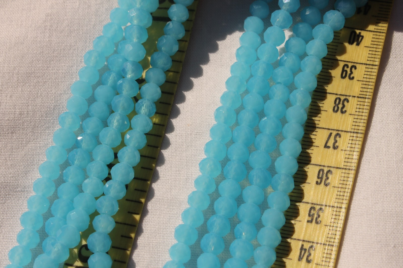 82 Loose Beads 4x6mm Milky Powder Blue Crystal Faceted Rondelle Jewelry Bead
