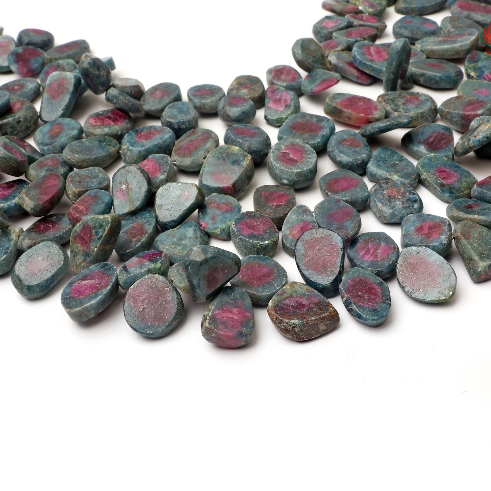 Natural Ruby Zosite Gemstone 8 Inch Strand 10X12-11X15 MM Smooth Chip Beads