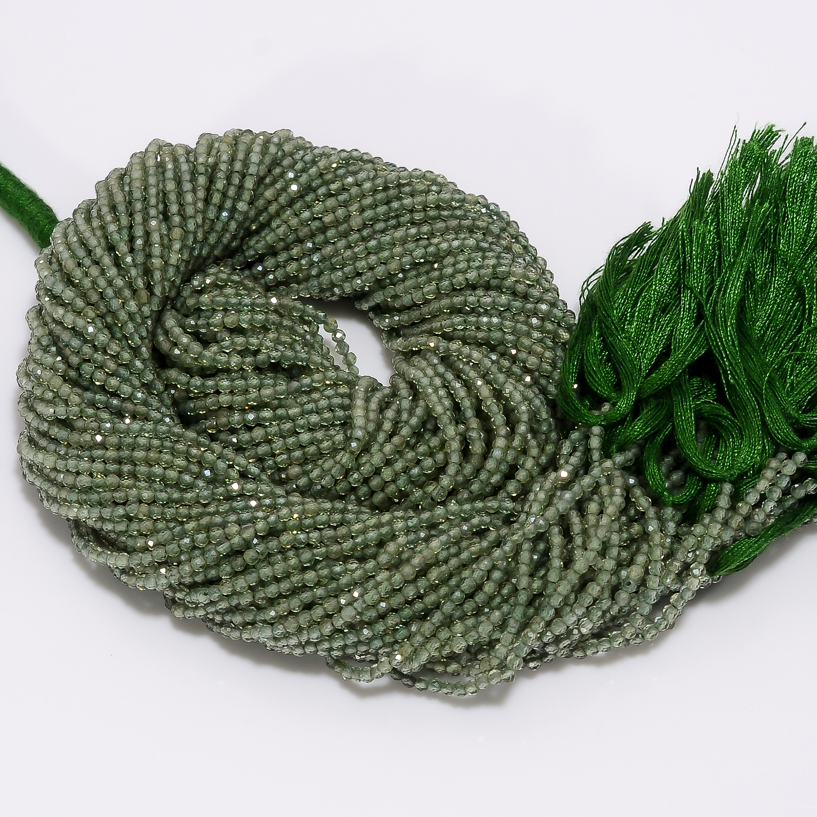 Green Apatite Gemstone Round Israel Cut Beads 2.5X2.5 mm Strand 13″ GB-187
