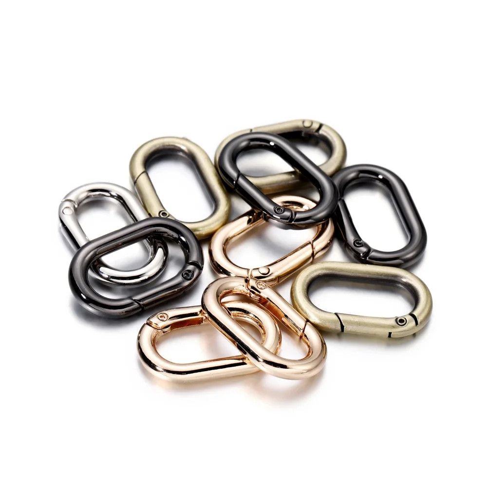 5PCS Metal Oval Spring Clasp Carabiner Clips for DIY Jewelry and Keychains