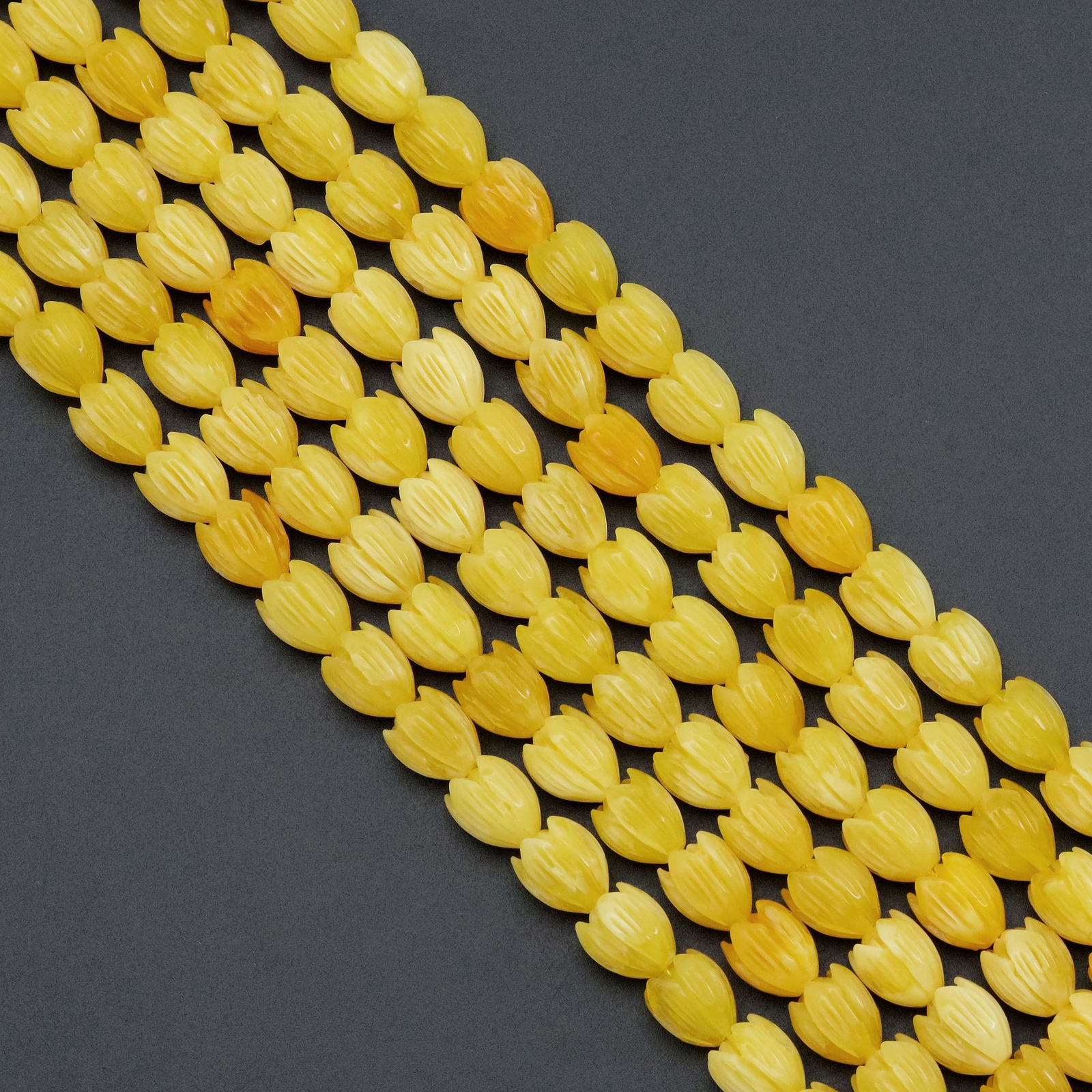 High-Quality Natural Yellow Tulip Resin Bead, 10x12mm – Sku#U2039