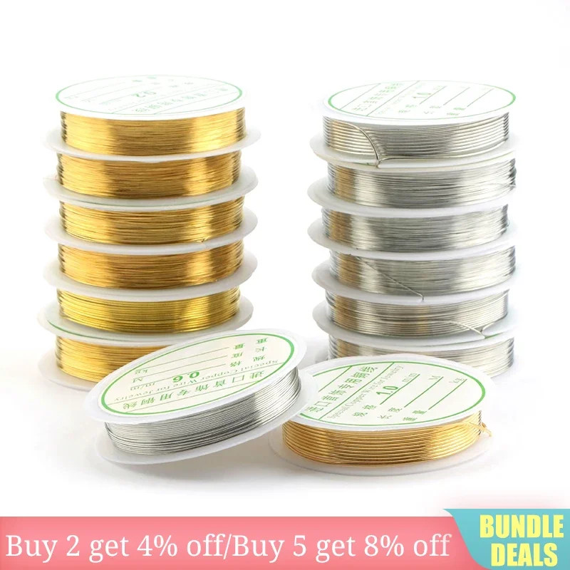 0.2Mm-1Mm Golden Silver Plated Copper Wire String Thread Metal Beading Wire for