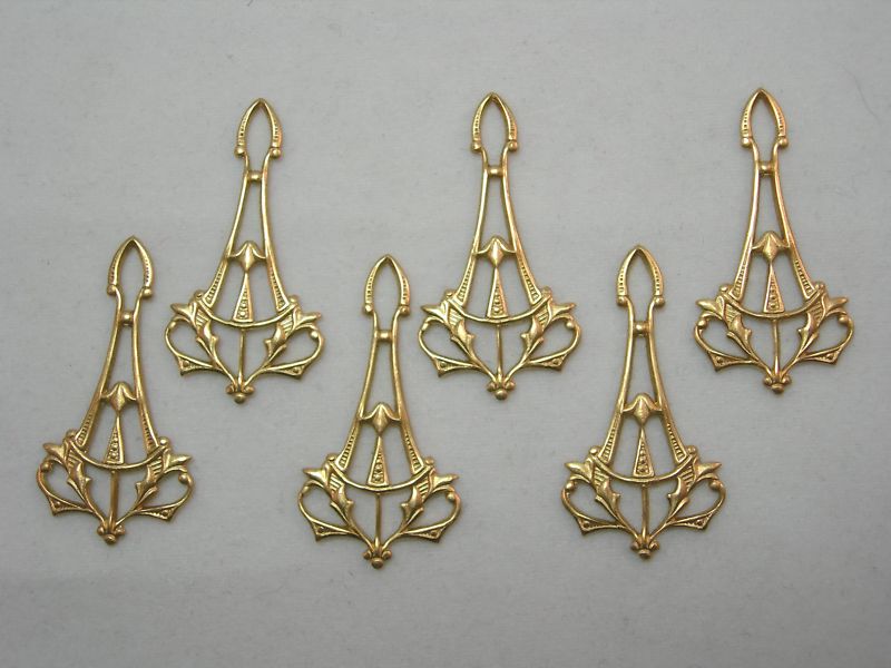 Raw Brass Drops Earring Findings Stampings Art Deco – 6