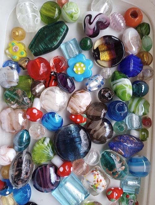 Lampwork Beads, 1/2 LB Bulk, Mixed Style & Colors, Handmade Glass