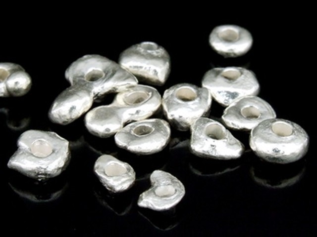 Silver beads Karen hill tribe handmade silver mini plain Nugget facet bead