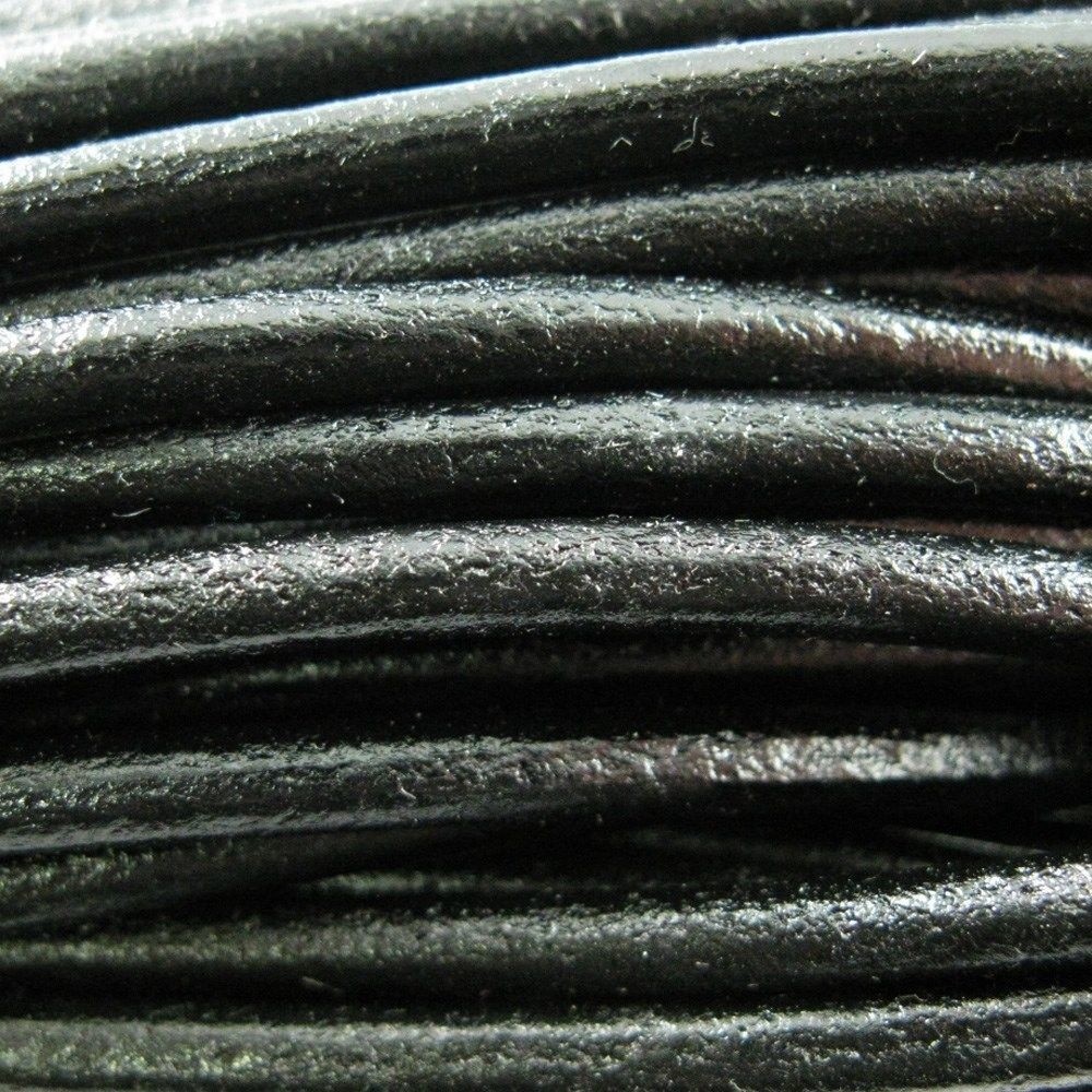Handmade Leather Cord – Necklaces, Bracelets, Beading – 3mm Black (5 Meters)