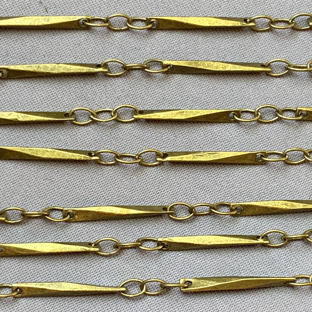 Twisted Bar Oval Chain 15x2mm 4x2mm Antique Brass Plated Alloy Q2 Feet per Pkg