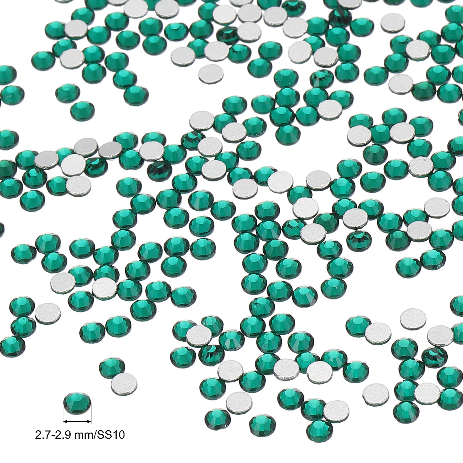 SS10/1440Pcs Glass Diamante Rhinestone, Man Made Gems, Dark Green