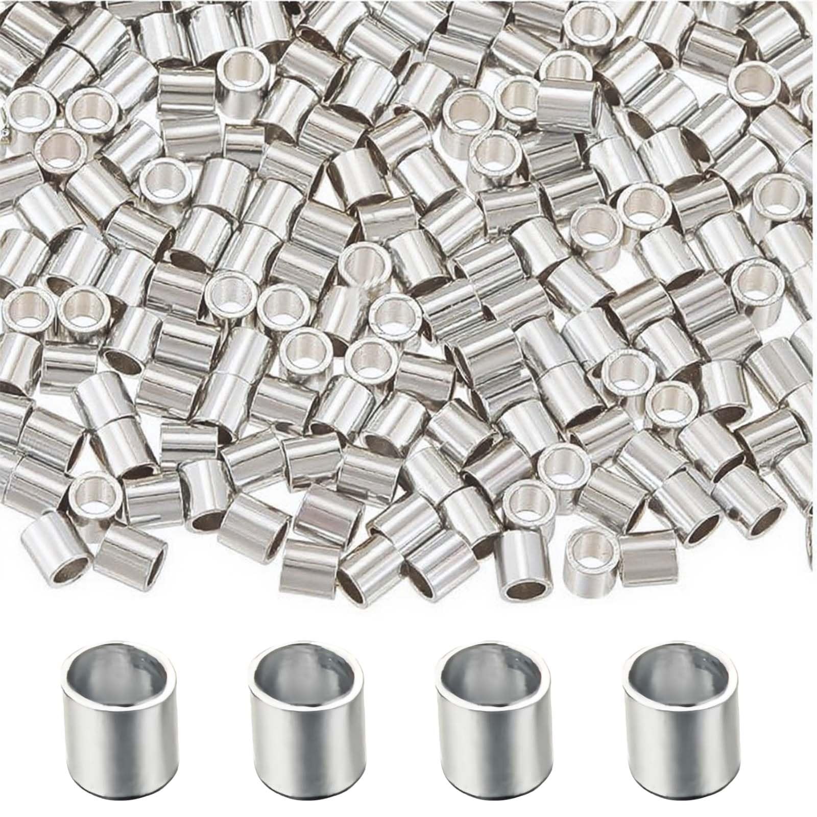 500Pcs 2mm Platinum Crimp Beads Tube Set – Universal Positioning Columns Spac…