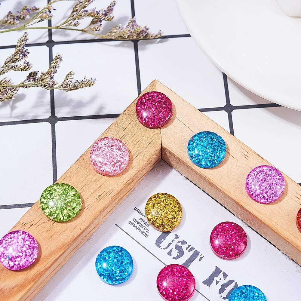 200x Shining with Glitter Powder Cameo Charms Cabochons for Jewelry Making Craft
