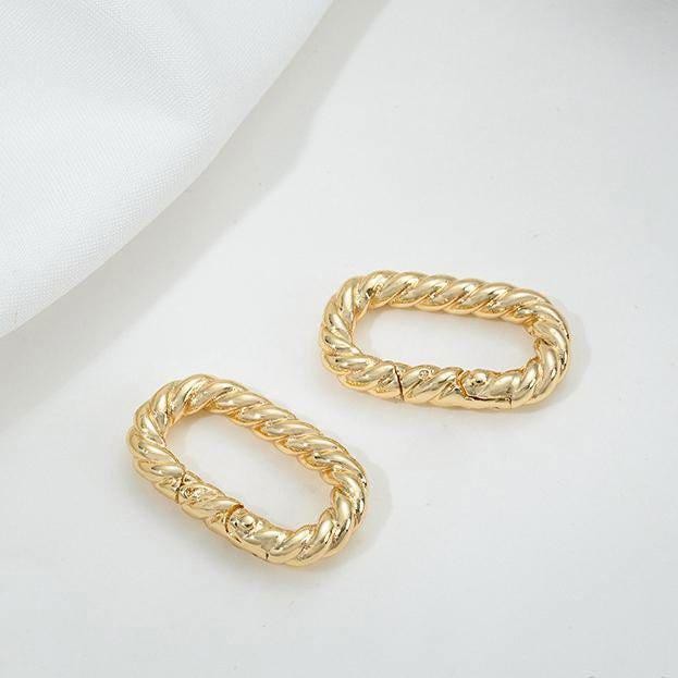 1PC 18K Gold Plated Carabiner Lock Clasps Finding Connector 12X20mm GJY19