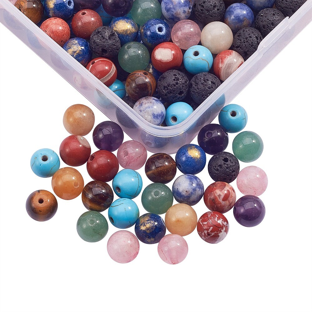 200x Gemstone Round Loose Crystal Spacer Beads Stone for DIY Jewelry Making