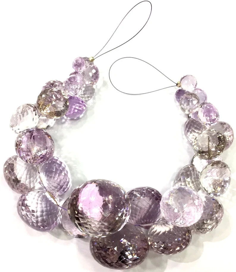 AAA+QUALITYRare Natural Pink Amethyst Faceted Beads Onion Shape Briolettes Beads