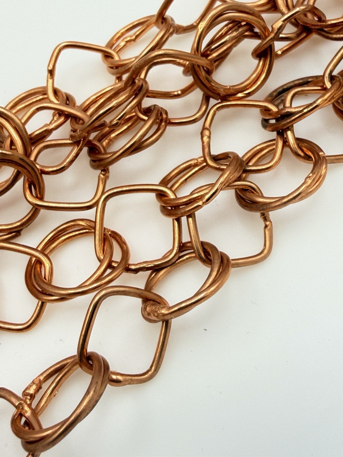 50” Handmade Copper Tone Chain Footage Squares & Circles Soldered Jewelry Making