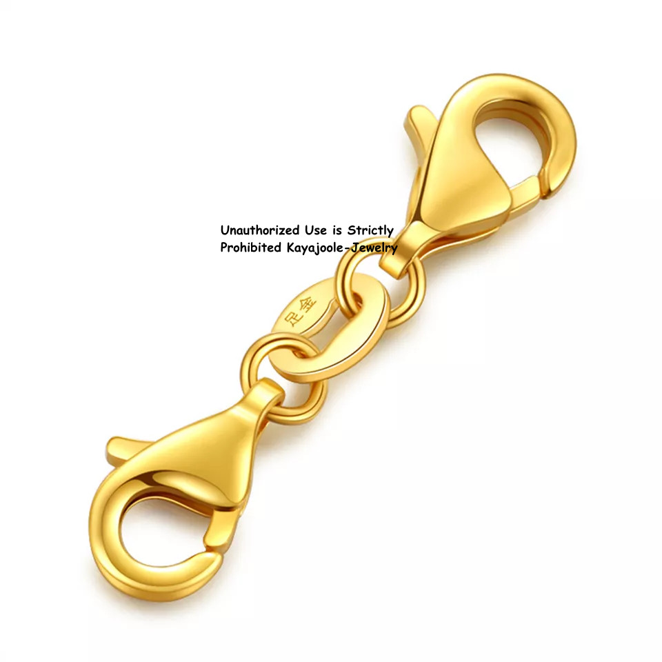 Pure 999 24K Yellow Gold Lobster Clasp Extend Connector Diy For Chain 0.24in H