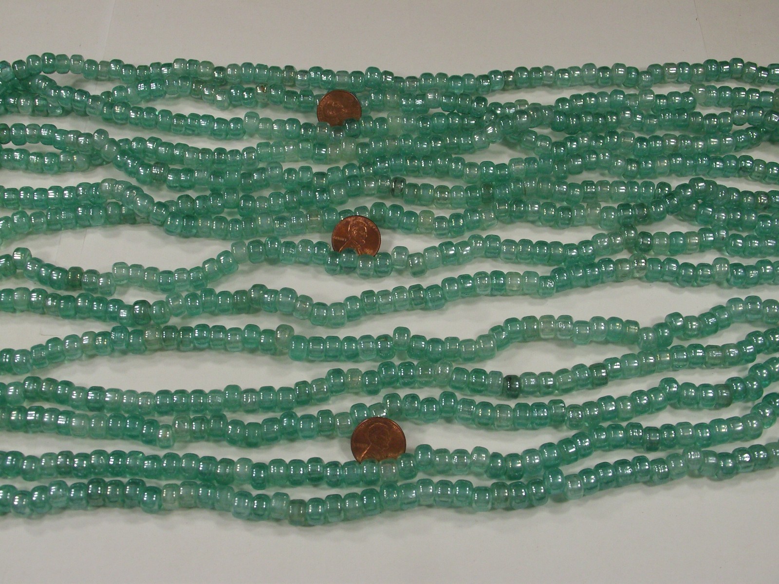 15 Strands 22″ Seafoam Blue Pony Glass Beads Wholesale Bulk Lot (6mm x 9mm) (C)