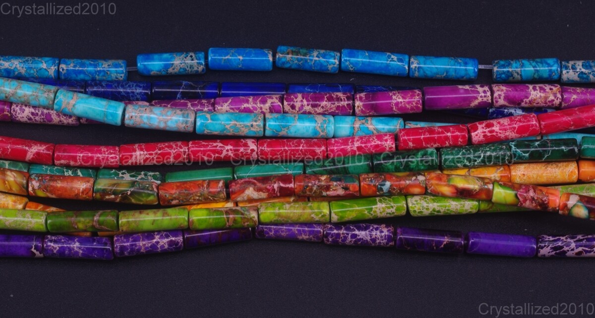 Natural Imperial Sea Sediment Jasper Gemstone Tube Space Beads 4mm x 13mm 15.5″