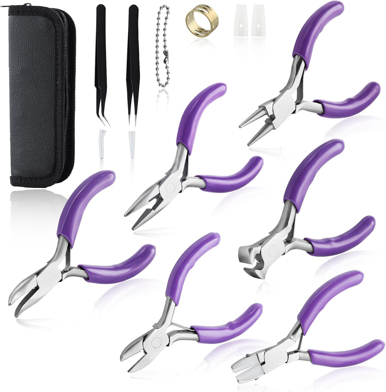 6Pc Mini Jewelry Pliers Set – Double Nose (Round, Long), Flat Jaw, End Cutting,