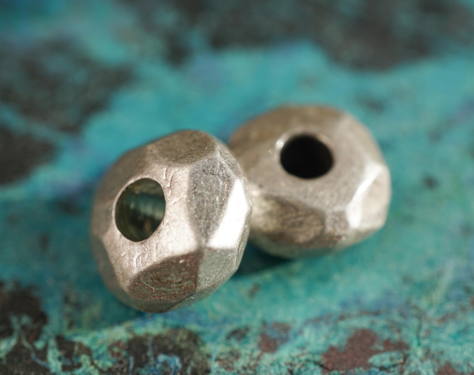 2 Artisan Sterling Silver Faceted Bead (10mm) Handmade Made In NYC (G71A686)