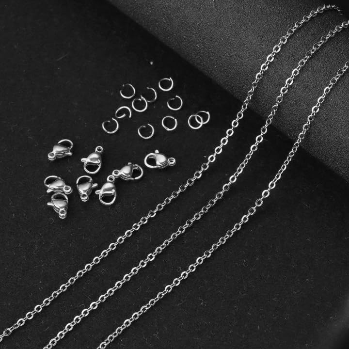 33Feet Stainless Steel Necklace Chains Cable Link Chains for Jewelry Making DIY