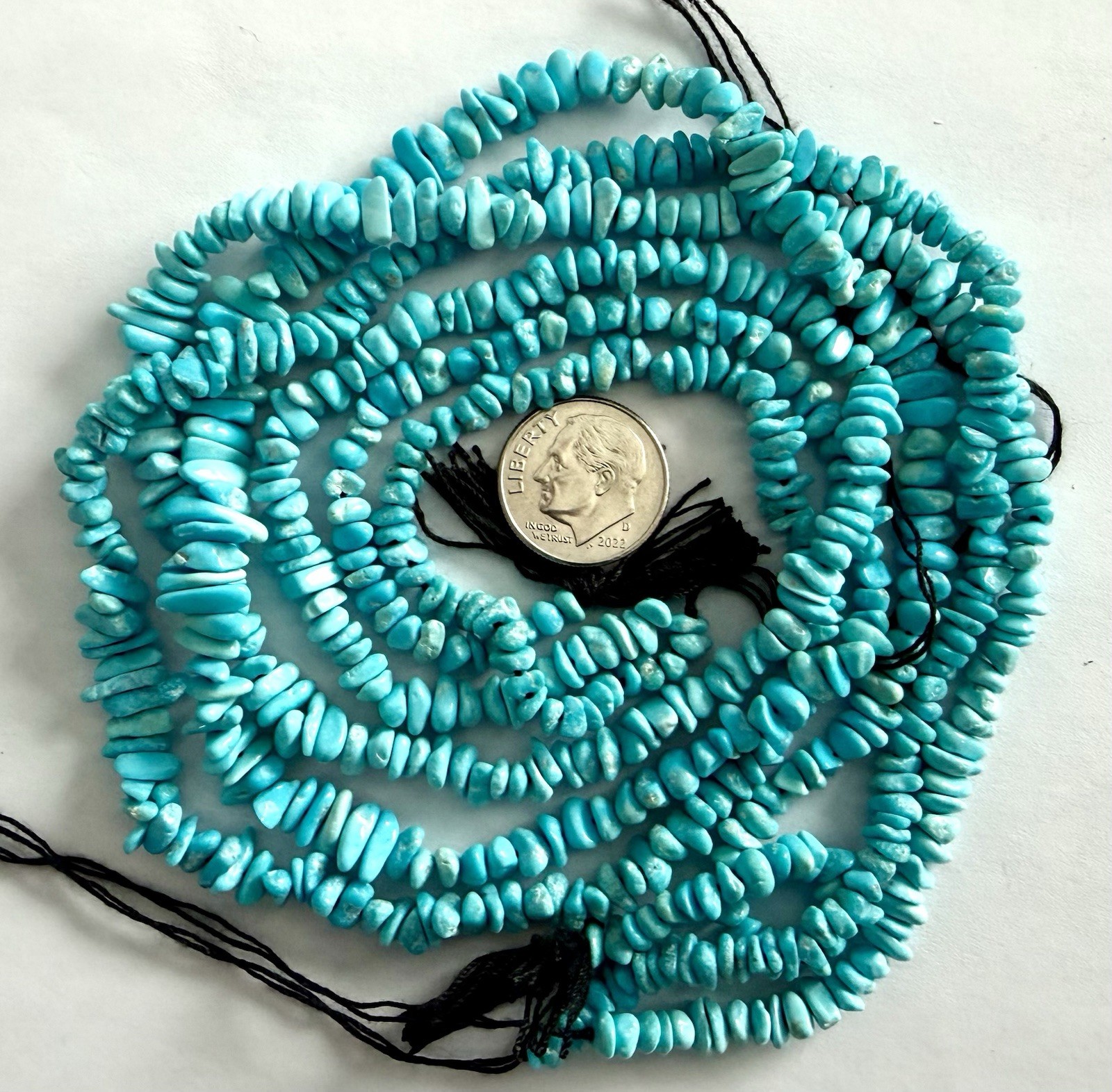 NATURAL ARIZONA SLEEPING BEAUTY TURQUOISE BEADS 18” STRANDS 68 CARATS EACH