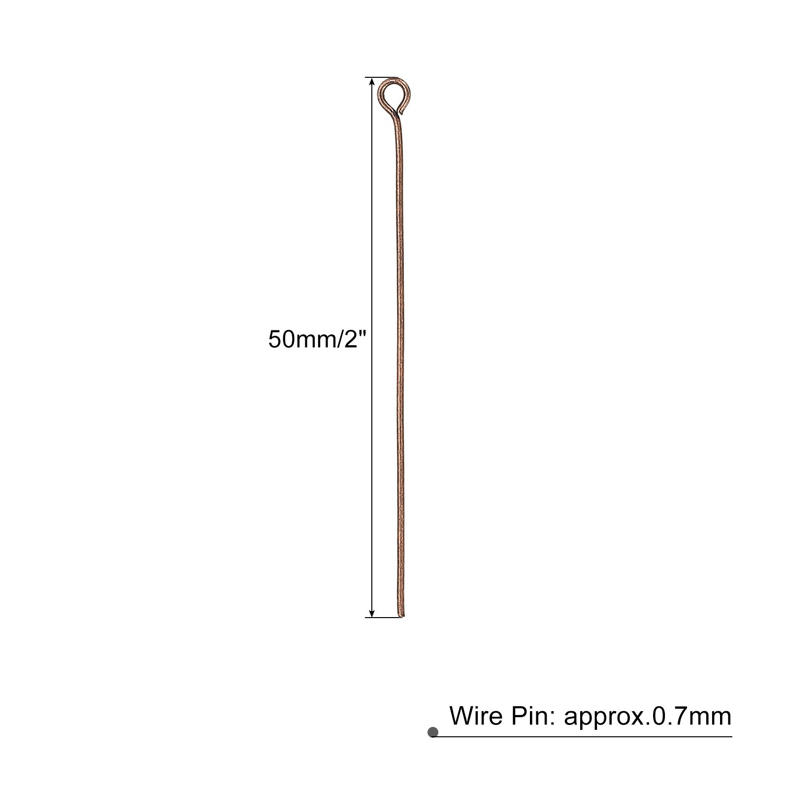 500Pcs Eye Pins Jewelry Findings Eye Pins 50mm Iron Eye Pins Red Copper