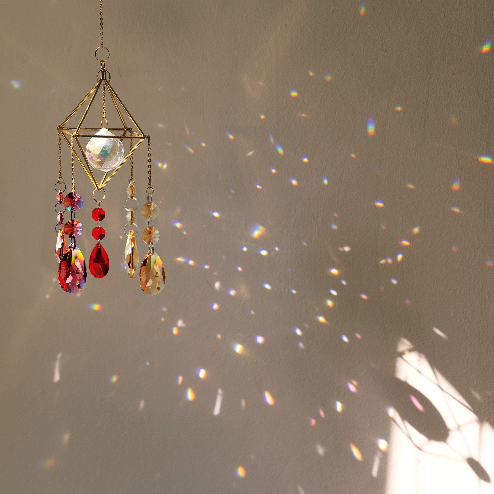 K9 Crystal Teardrop Beads, 10 Pack 38mm Chandelier Prisms Leaf Red