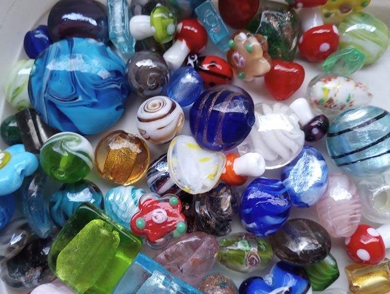 Lampwork Beads, 1/2 LB Bulk, Mixed Style & Colors, Handmade Glass