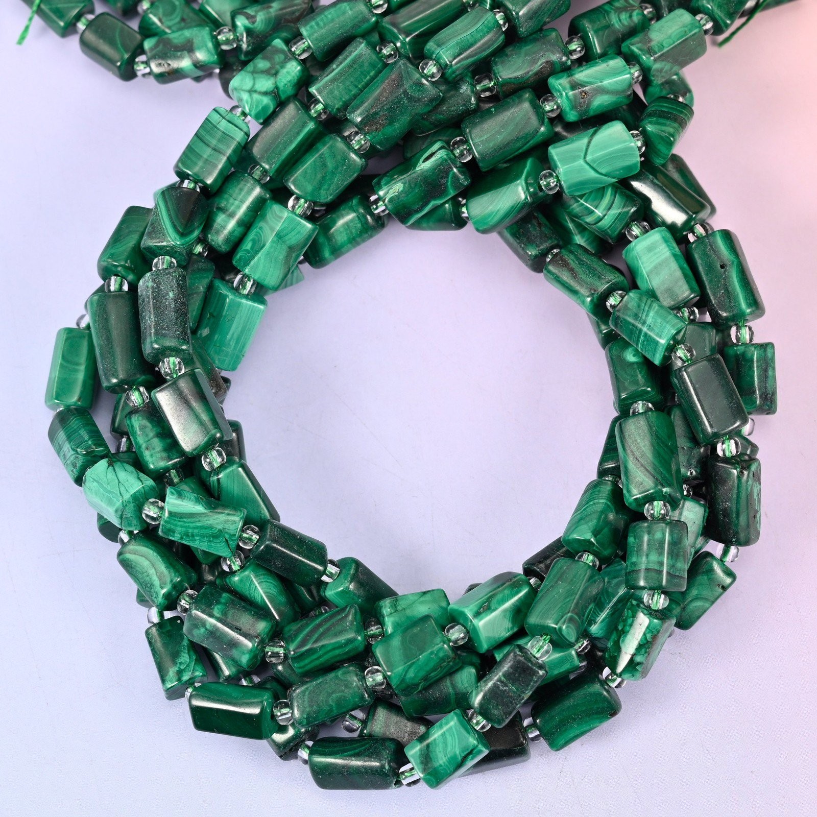 Malachite Faceted Tube Beads Size 9x7mm Jewelry Making 15.5 Inch Strand