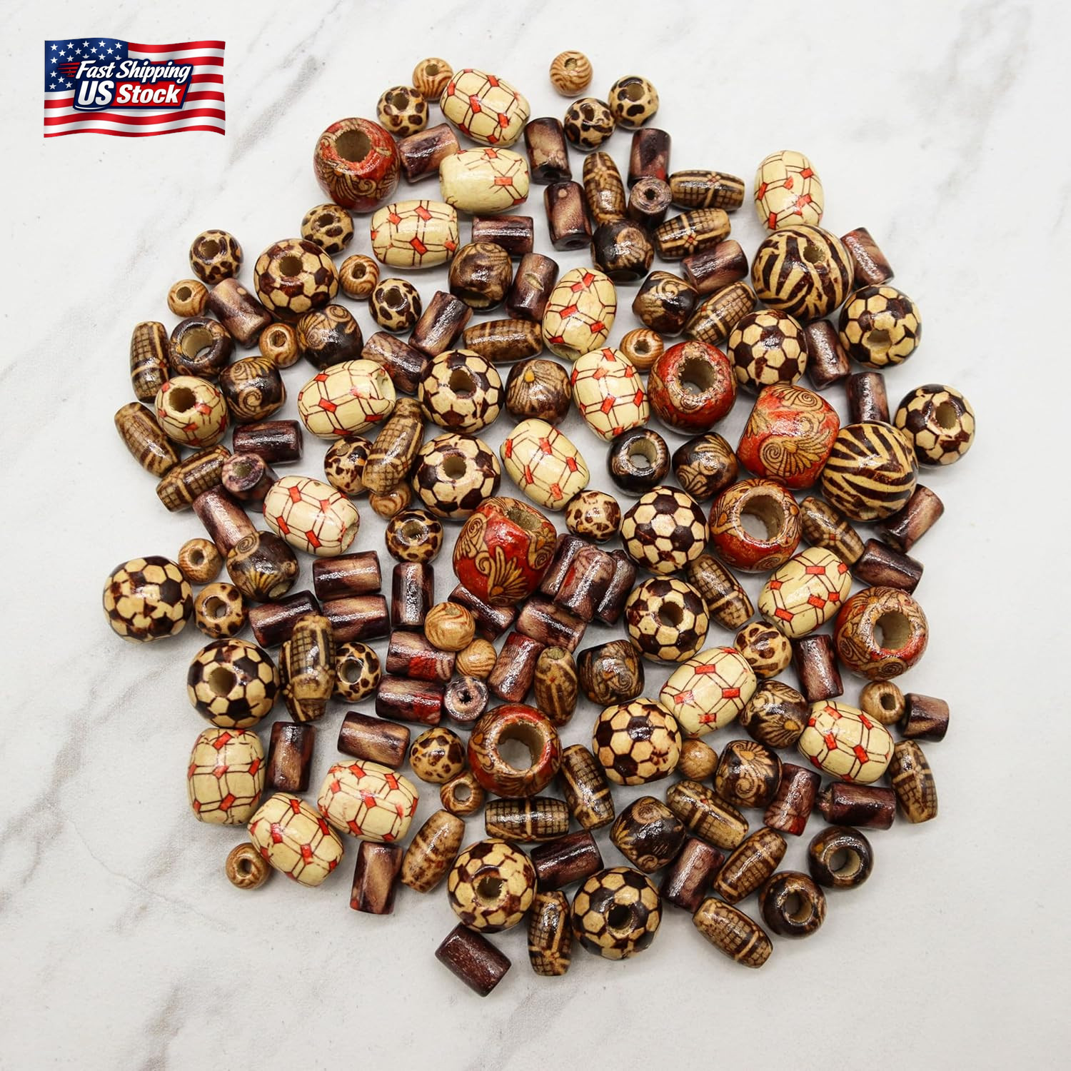 500 PCS Wooden Beads for Jewelry Making Adults, Painted Assorted African, Macram