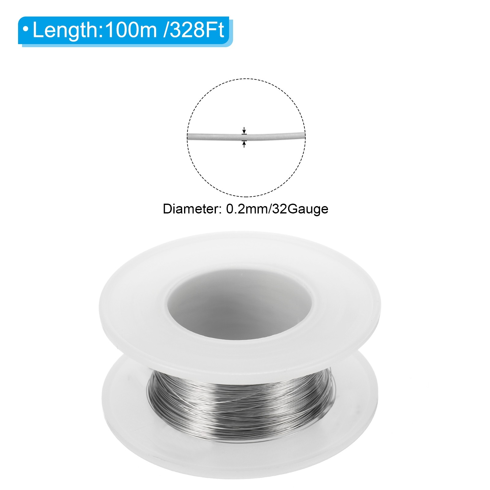 304 Stainless Steel Wire 328 Ft 0.2mm 32 Gauge Craft Wire Silver
