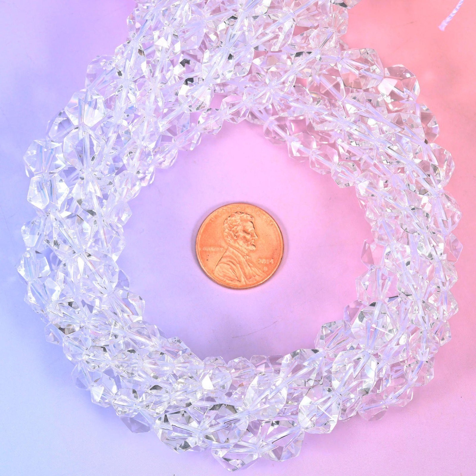 Clear Quartz Diamond Star Cut Beads 6mm 8mm 10mm Jewelry Making 15.5 Inch Strand