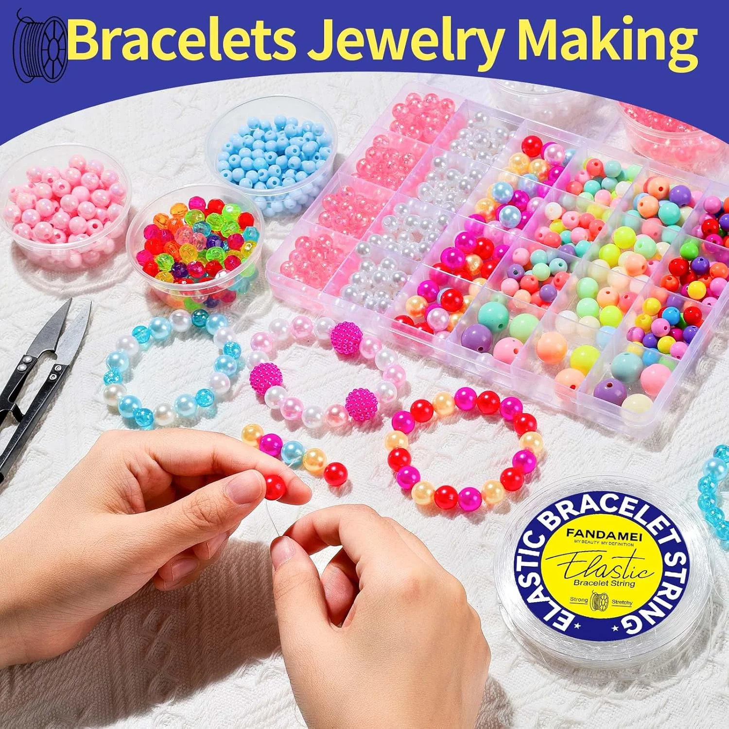 0.5mm Elastic Bracelets Strings Cord, Elastic Crystal Stretch Bead Cord for Jewe