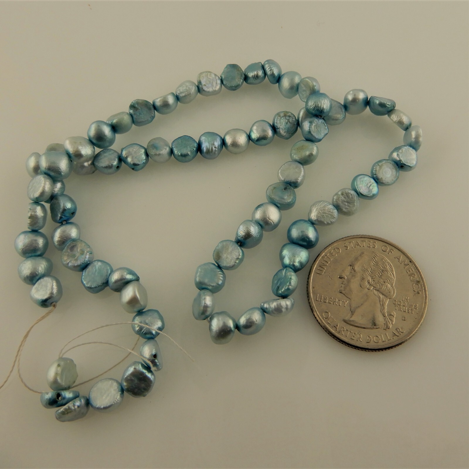 2 strands 6mm Powder Light Blue Freshwater Pearl potato nugget Beads, 60 beads