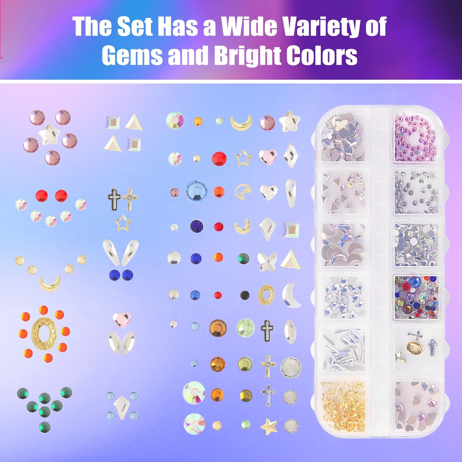 XIHONG Tooth Gem Kit 374pcs 26 Shapes DIY Crystal Jewelry Set Safe Easy to Use