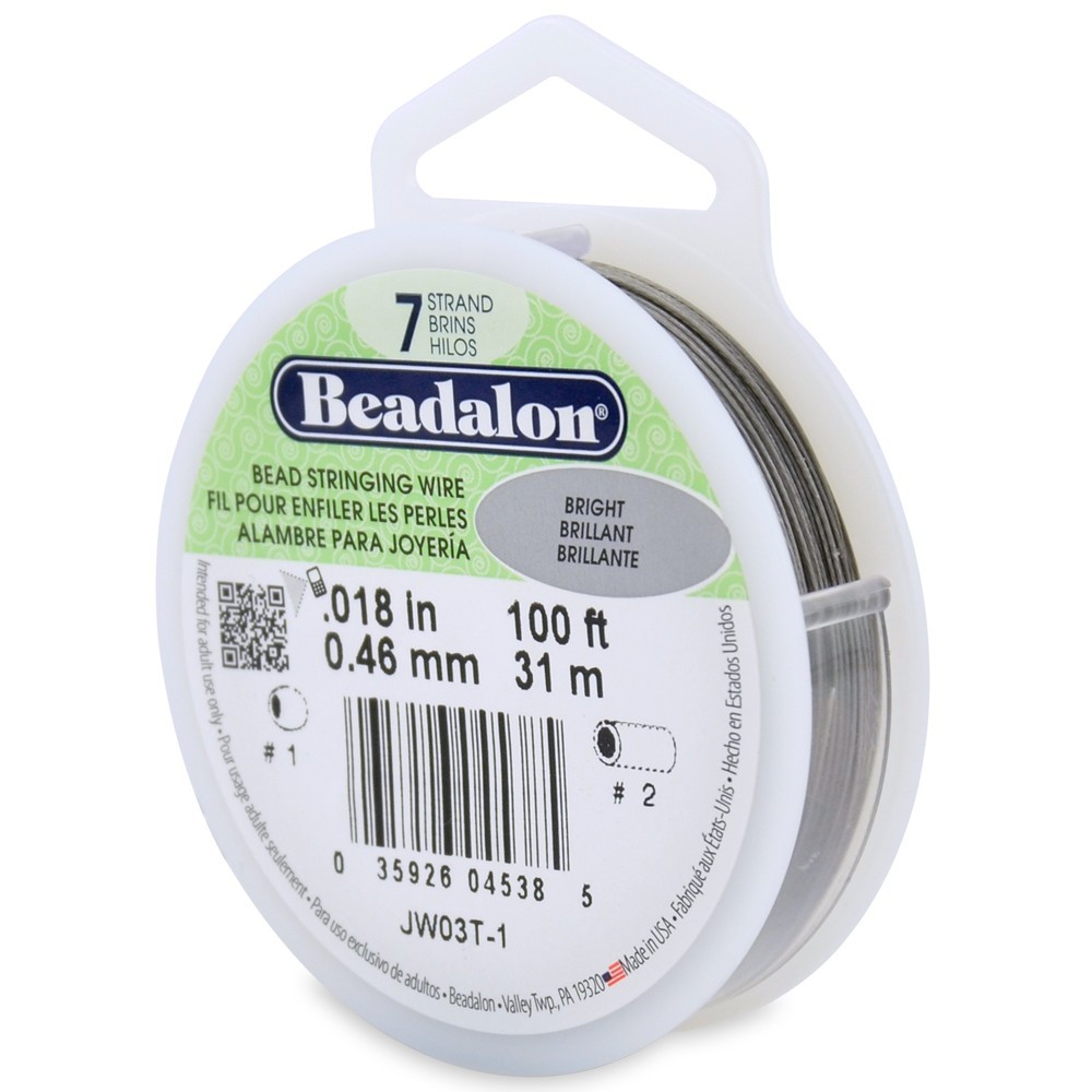 Stringing Wire,100 Feet Beadalon 7 Strand 0.018″ Bright Stainless Steel Beading